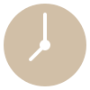 Minimalist analog clock showing 7 o'clock on a beige background