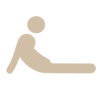 Minimalist icon of a person stretching or doing yoga in neutral beige color